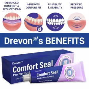 🔥 LIMITED SPECIAL OFFER 🔥Drevon® DeComfort Seal Pro Denture Adhesive🦷💜FDA Certified (Clinically Proven 96-   Hour Lock Hold for   Secure, Comfortable &   Zinc-Free Denture Fit)