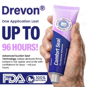 🔥 LIMITED SPECIAL OFFER 🔥Drevon® DeComfort Seal Pro Denture Adhesive🦷💜FDA Certified (Clinically Proven 96-   Hour Lock Hold for   Secure, Comfortable &   Zinc-Free Denture Fit)
